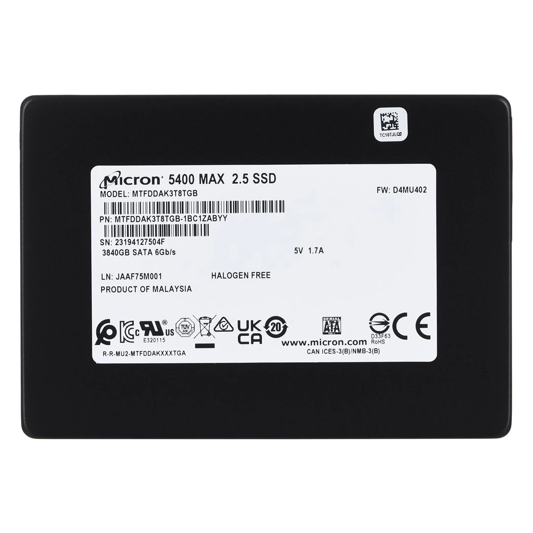 SSD Micron 5400 MAX 3.84TB SATA 2.5 MTFDDAK3T8TGB-1BC1ZABYYR (DWPD 3.4)