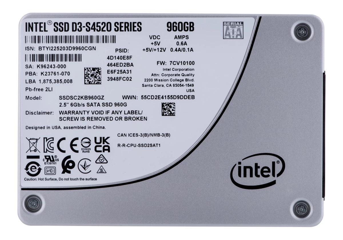 SSD Solidigm (Intel) S4520 960GB SATA 2.5 SSDSC2KB960GZ01 (DWPD up to 3)