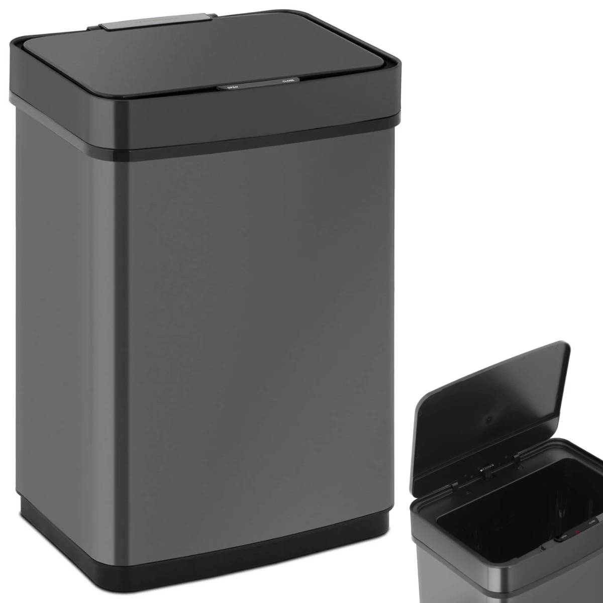 Stačiakampė Bekontaktė Automatinė šiukšliadėžė Su Judesio Jutikliu 30 Cm 50 L Black