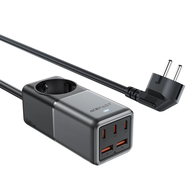Stalinė įkrovimo Stotelė Z2 Gan 75w Pd 3x Usb-c 2x Usb-a Juodai Pilka