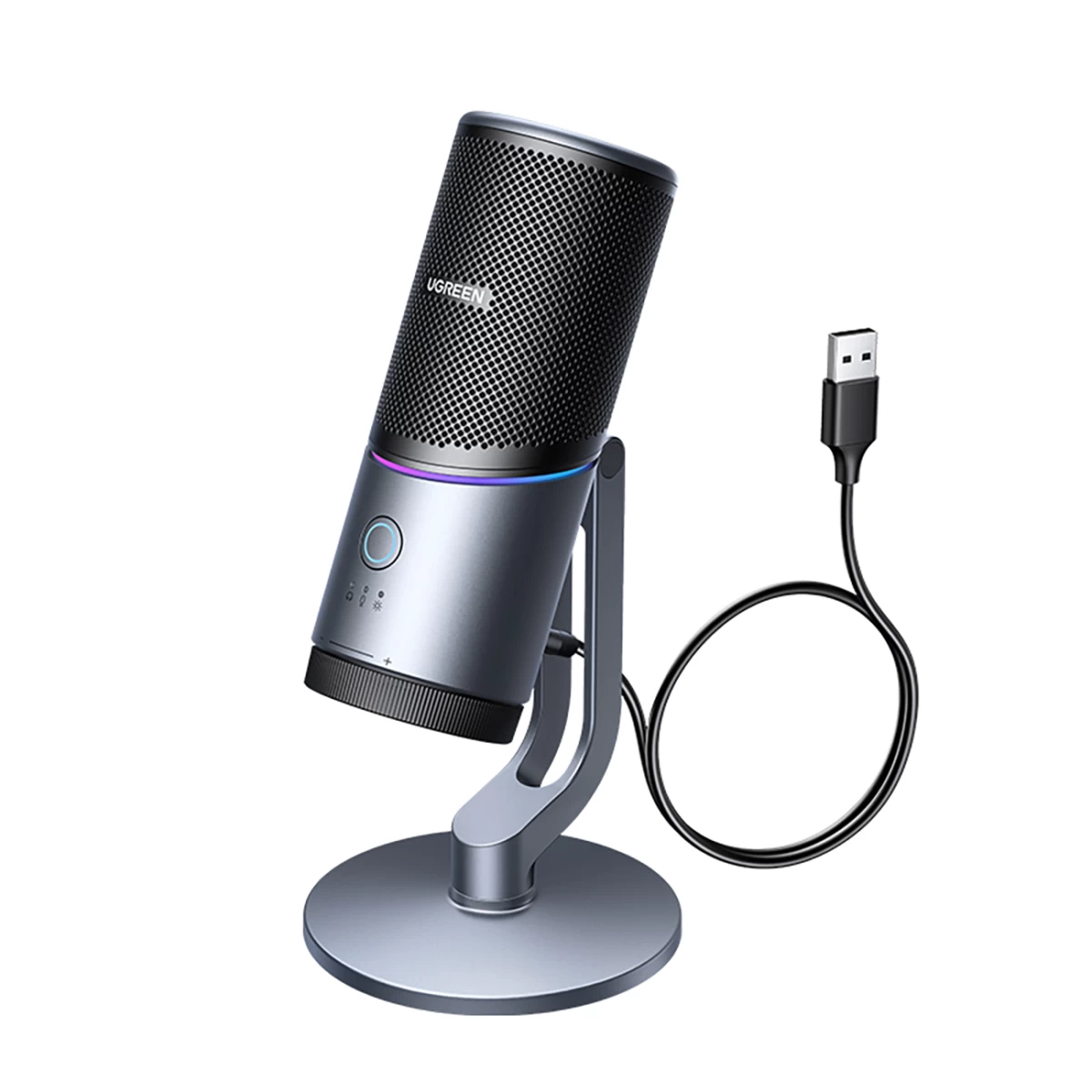 Stalinis Mikrofonas Usb-a Rgb Led - Sidabrinis