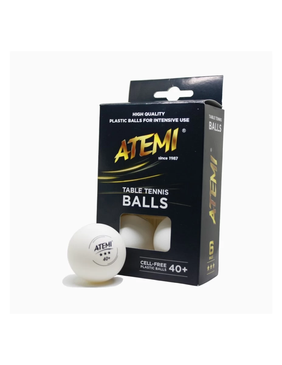 Stalo teniso kamuoliukai ATEMI 3*** (6vnt.) balti