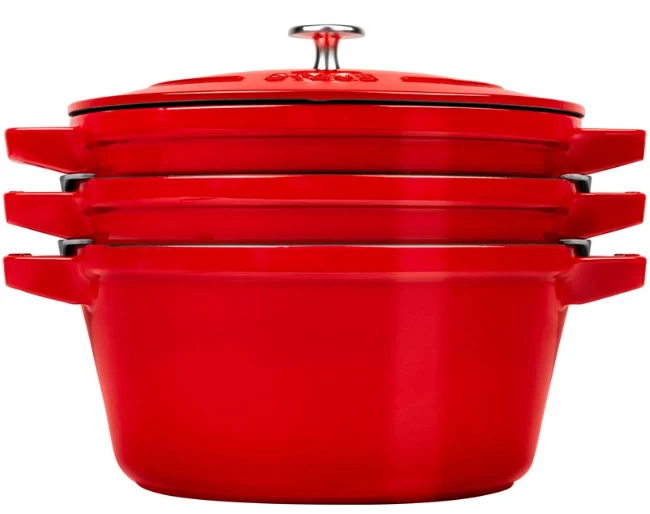 Staub La Cocotte Round Cast iron Casserole baking dish -- SET OF 3 PIECES