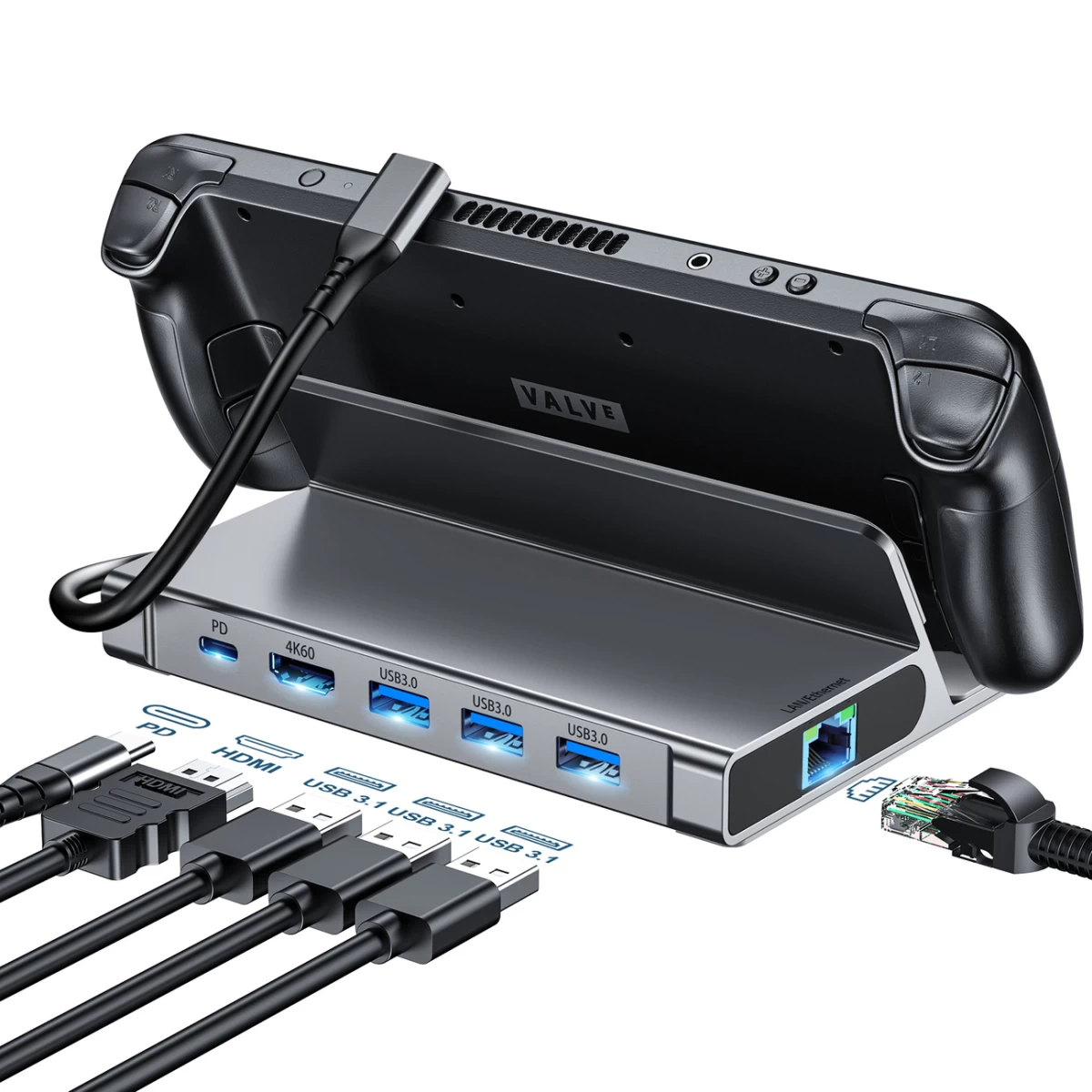 steam Deck Usb-c Usb-a Hdmi Rj45 Pd Pilkas Adapteris Hub steam Deck Usb-c Usb-a Hdmi Rj45 Pd Pilkas Adapteris Hub