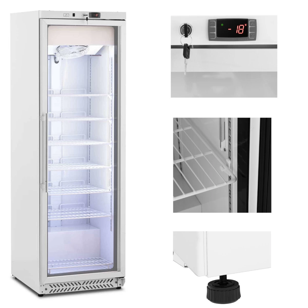 Stiklinė 7 Lentynų šaldymo Spinta 380 L 425 W - Balta