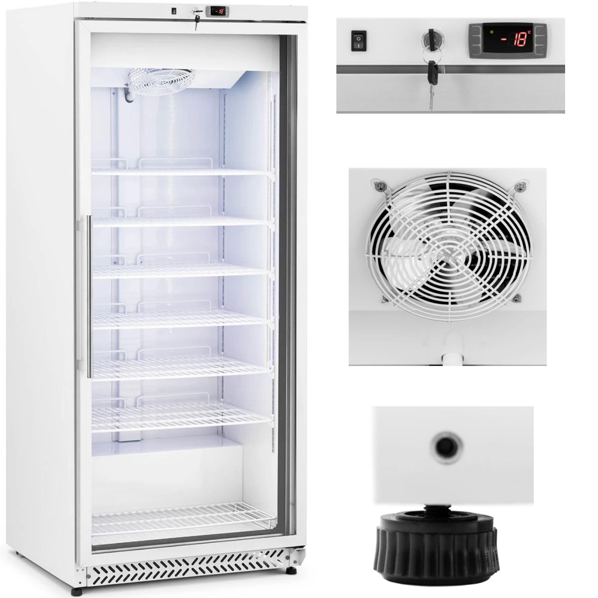 Stiklinė 7 Lentynų šaldymo Spinta 580 L 492 W - Balta