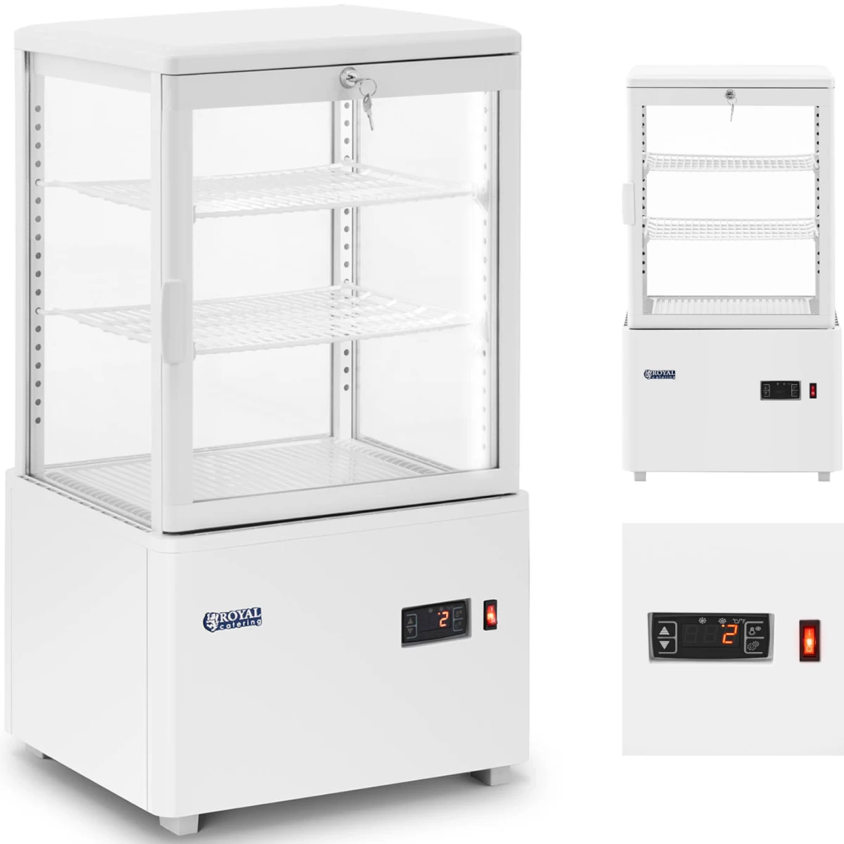 Stiklinė Trijų Lygių šaldymo Vitrina 58 L - Balta