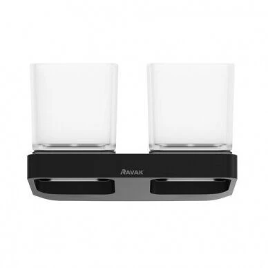 Stiklinės su laikikliu Ravak 10° Free, juoda, X07P558