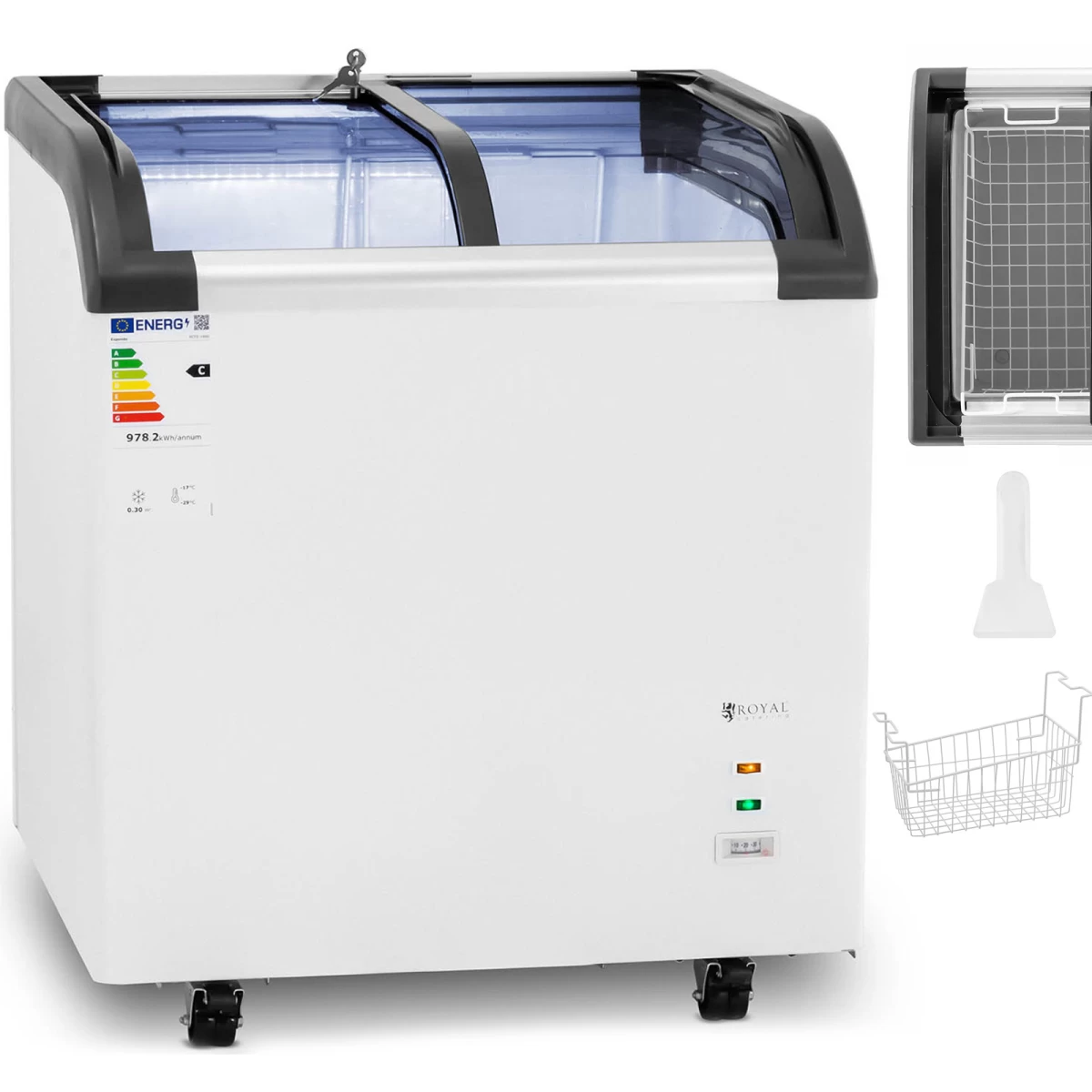 Stiklinis šaldiklis šaldytiems Maisto Produktams 180 L 180 W