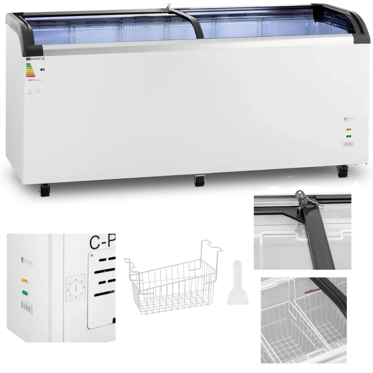 Stiklinis šaldiklis šaldytiems Maisto Produktams 545 L 252 W