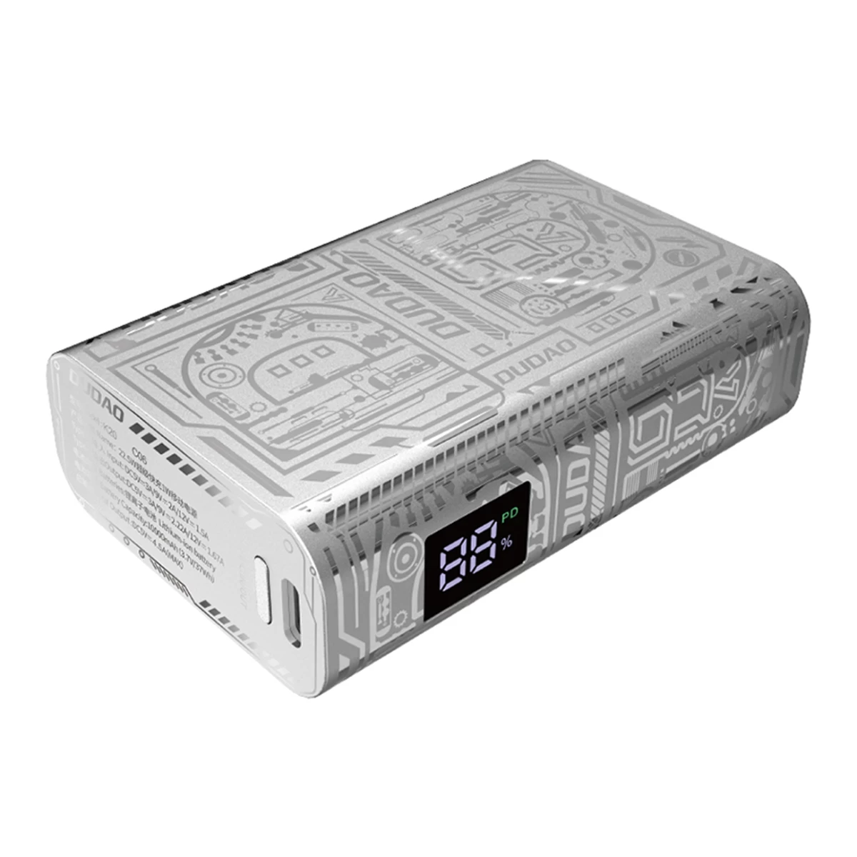 Stilingas 10000 Mah Usb-a / Usb-c 22,5 W Sidabrinės Spalvos Maitinimo Blokas