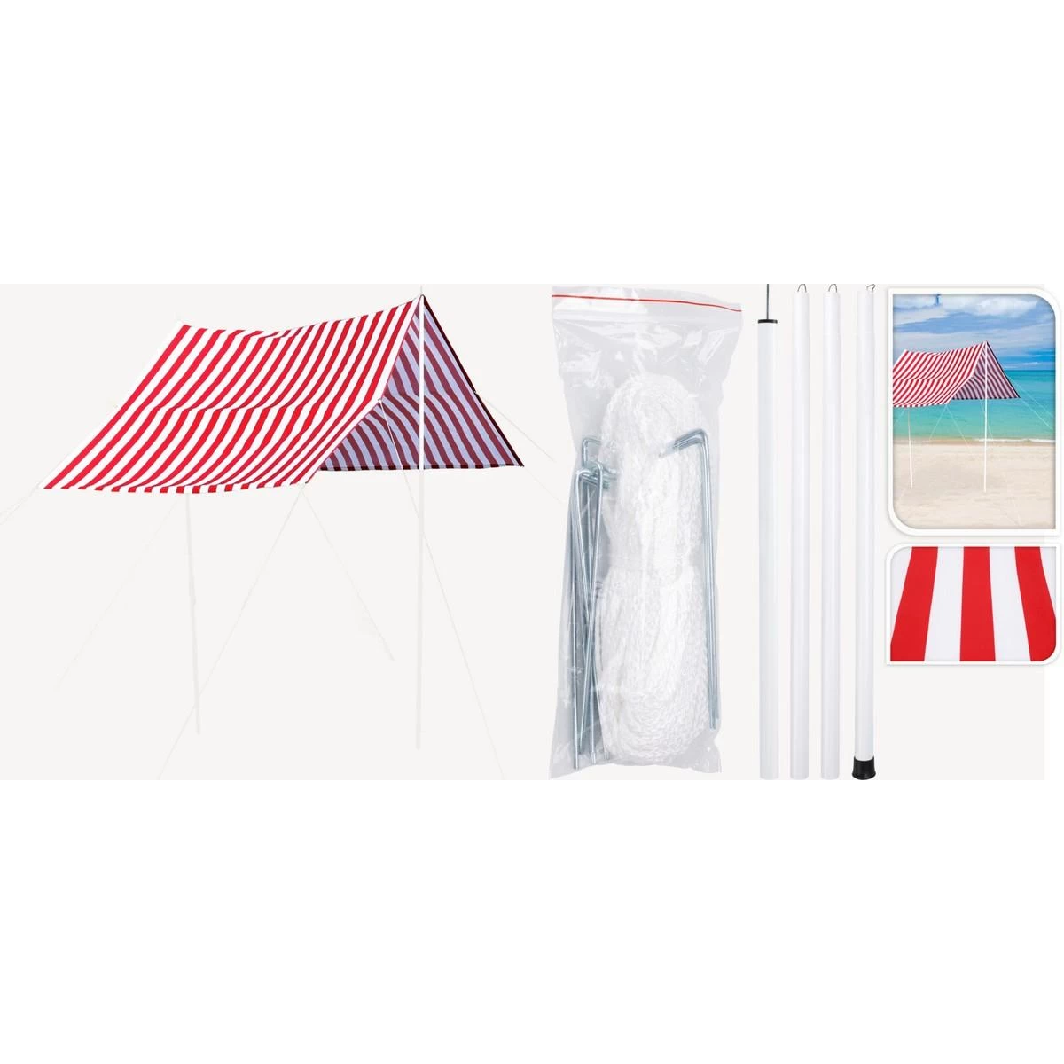 Stogelis Nuo Saulės Su Stulpais 3x1,7 M Raudonas