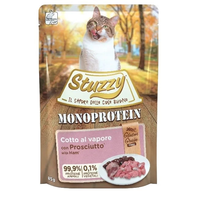 STUZZY Monoprotein šlapias kačių maistas, 85 g, kumpis