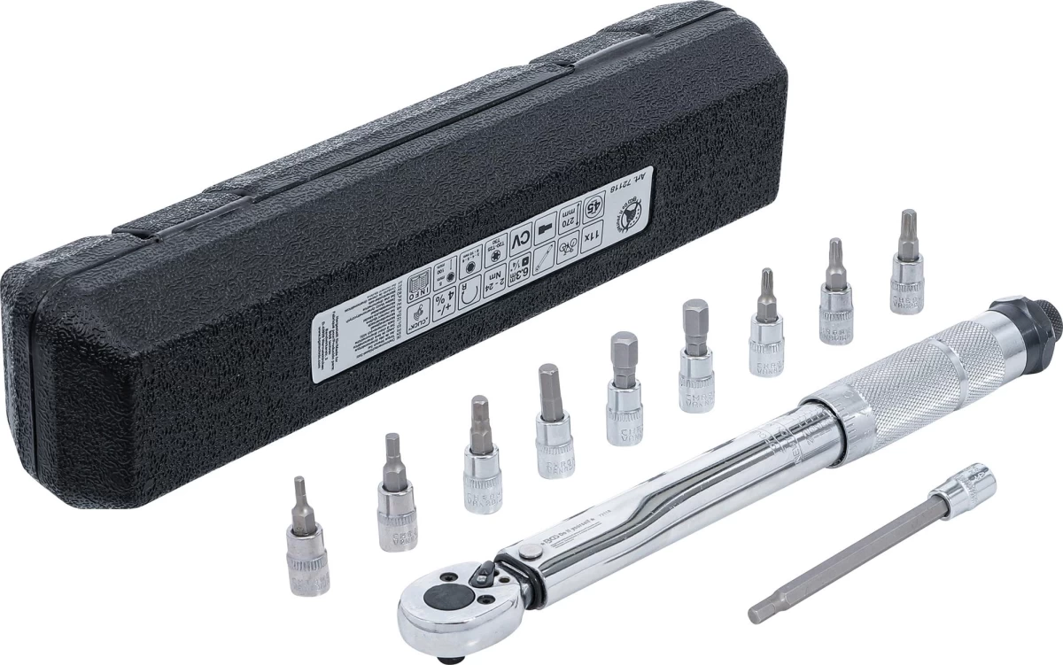 Sukimo momento veržliarakčių rinkinys | 6,3 mm (1/4) | 2–24 Nm | 11 vnt. (72118)