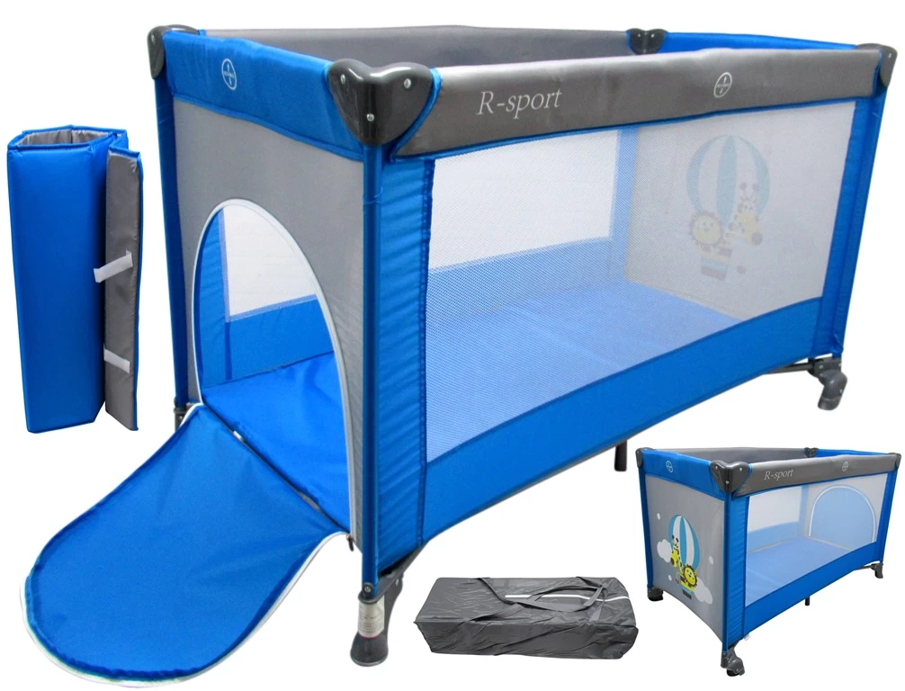 Sulankstoma Kelioninė Lovytė K1 Mėlynai Pilka R-sport žaislinė Lovytė