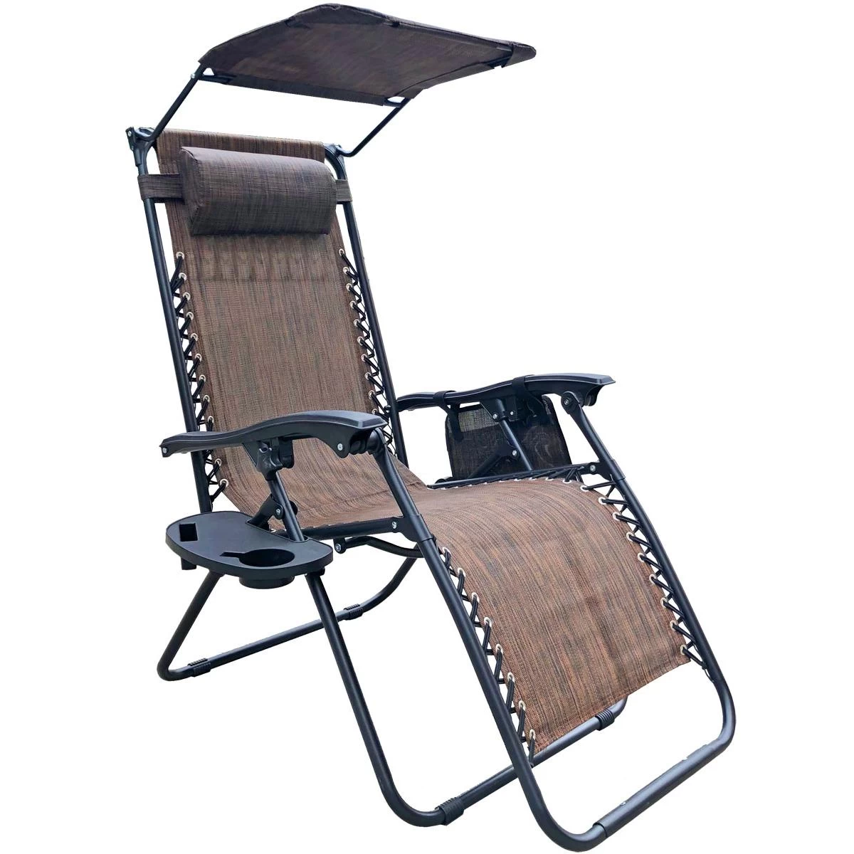 Sulankstomas Daugiafunkcinis Sodo Gultas Su Stogeliu 173x52/65x110cm Rudos Spalvos
