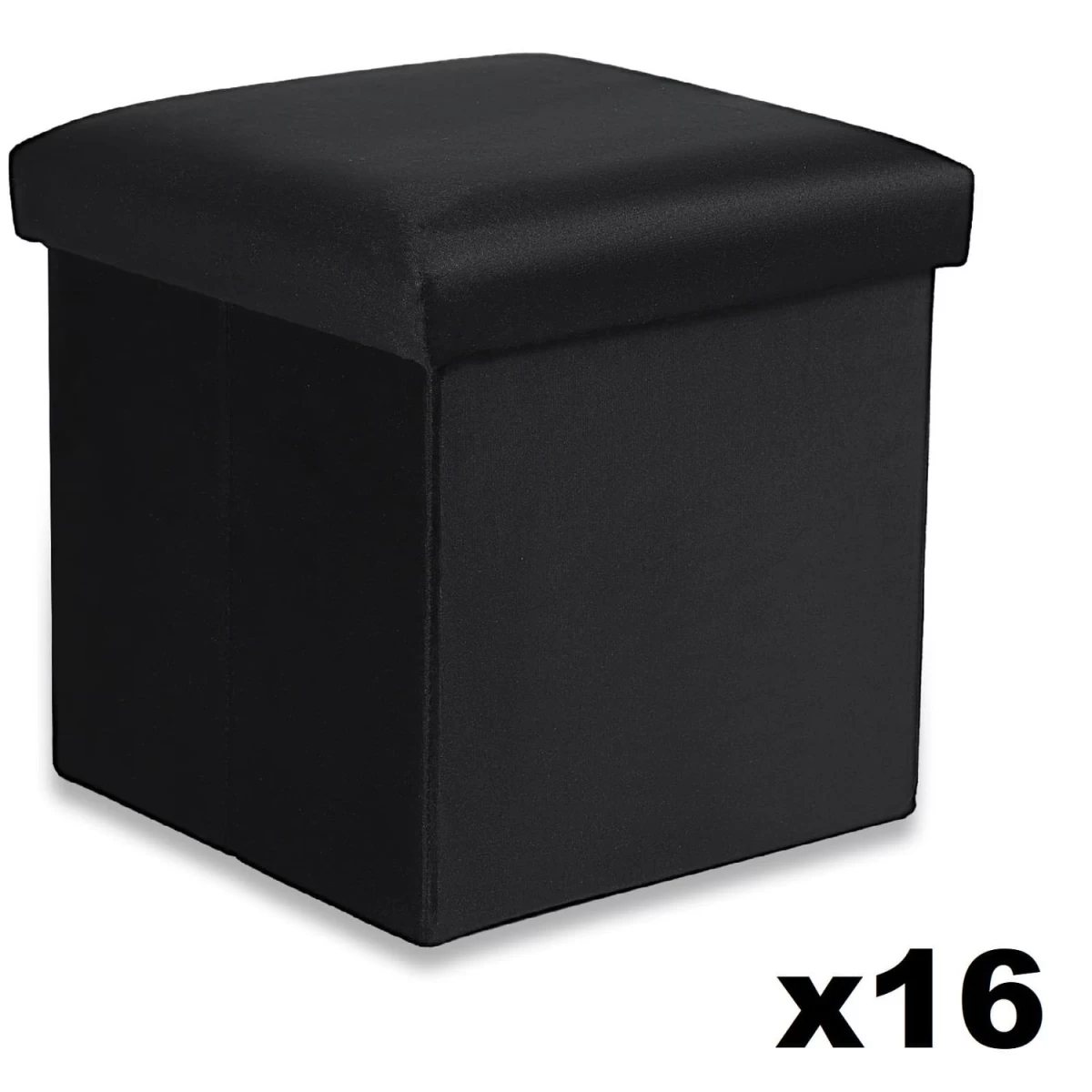 Sulankstomas Otomanas M - 30x30x30cm Aksominis Juodas X 16