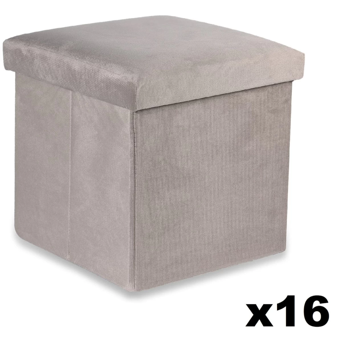 Sulankstomas Otomanas M - 30x30x30cm Aksominis Smėlio Spalvos X 16