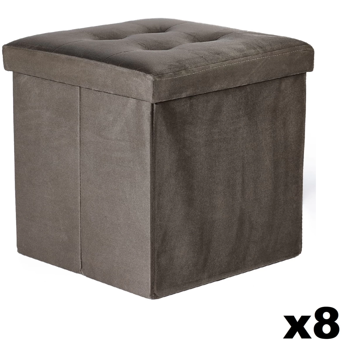 Sulankstomas Pufas L Su Sagomis - 38x38x38cm Aksominis Rudas X 8