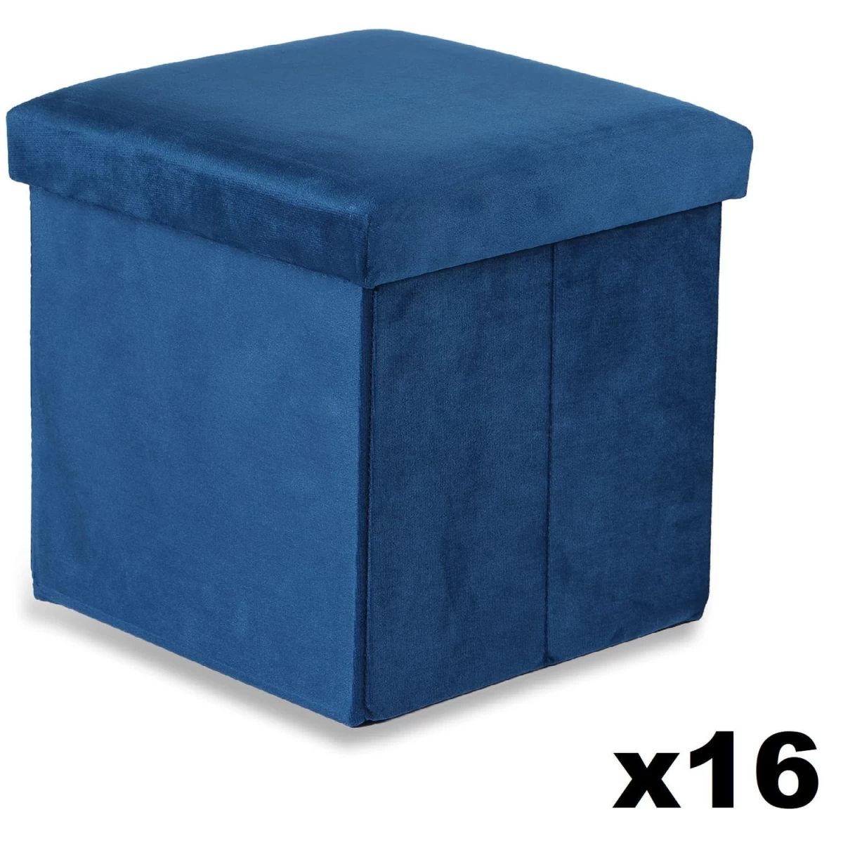 sulankstomas Pufas M - 30x30x30cm Aksomas Tamsiai Mėlyna X 16