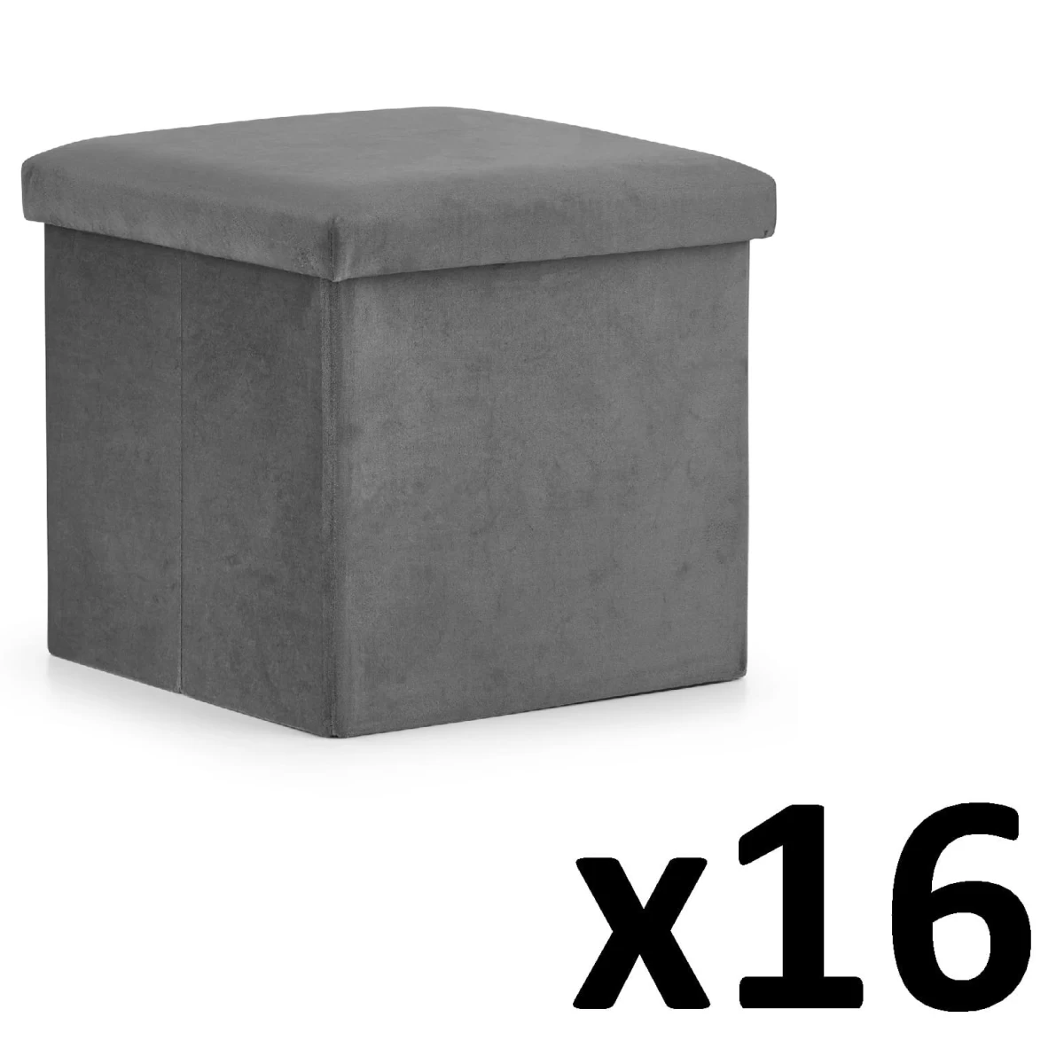Sulankstomas Pufas M - 30x30x30cm Aksominė Pilka X 16