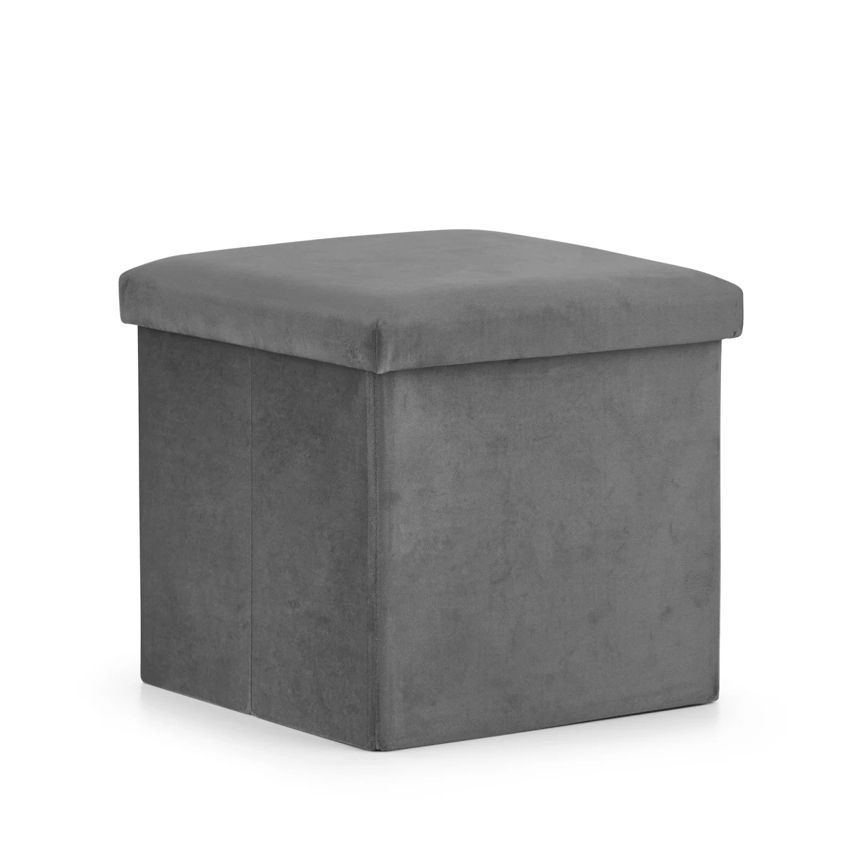 Sulankstomas Pufas M - 30x30x30cm Aksominės Pilkos Spalvos