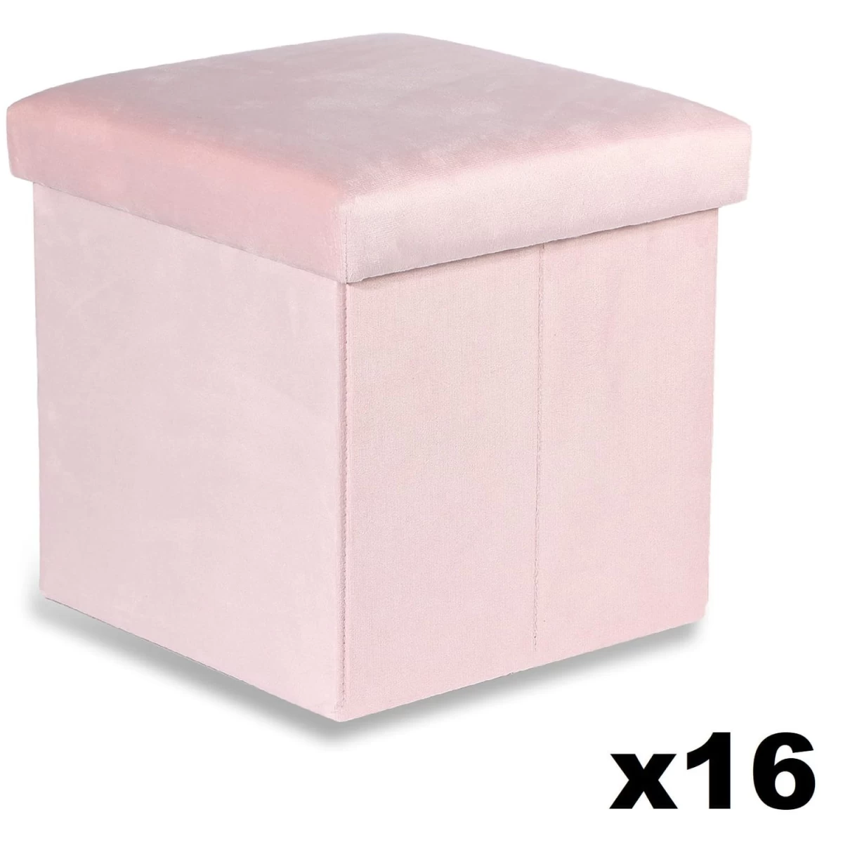 sulankstomas Pufas M - 30x30x30cm Aksominis Rožinis X 16