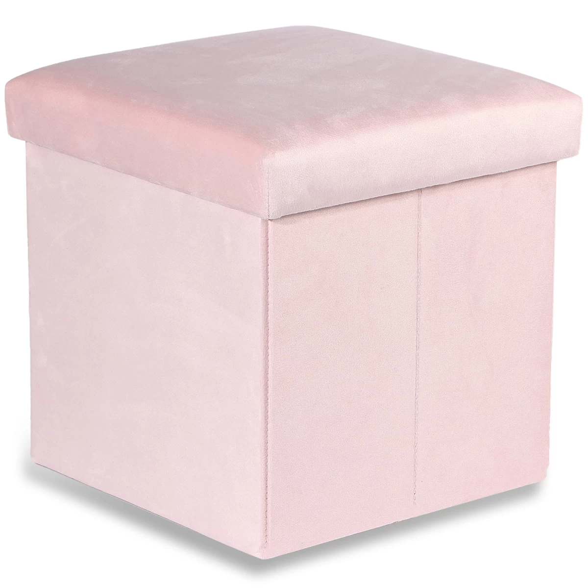 Sulankstomas Pufas M - 30x30x30cm Aksominis Rožinis