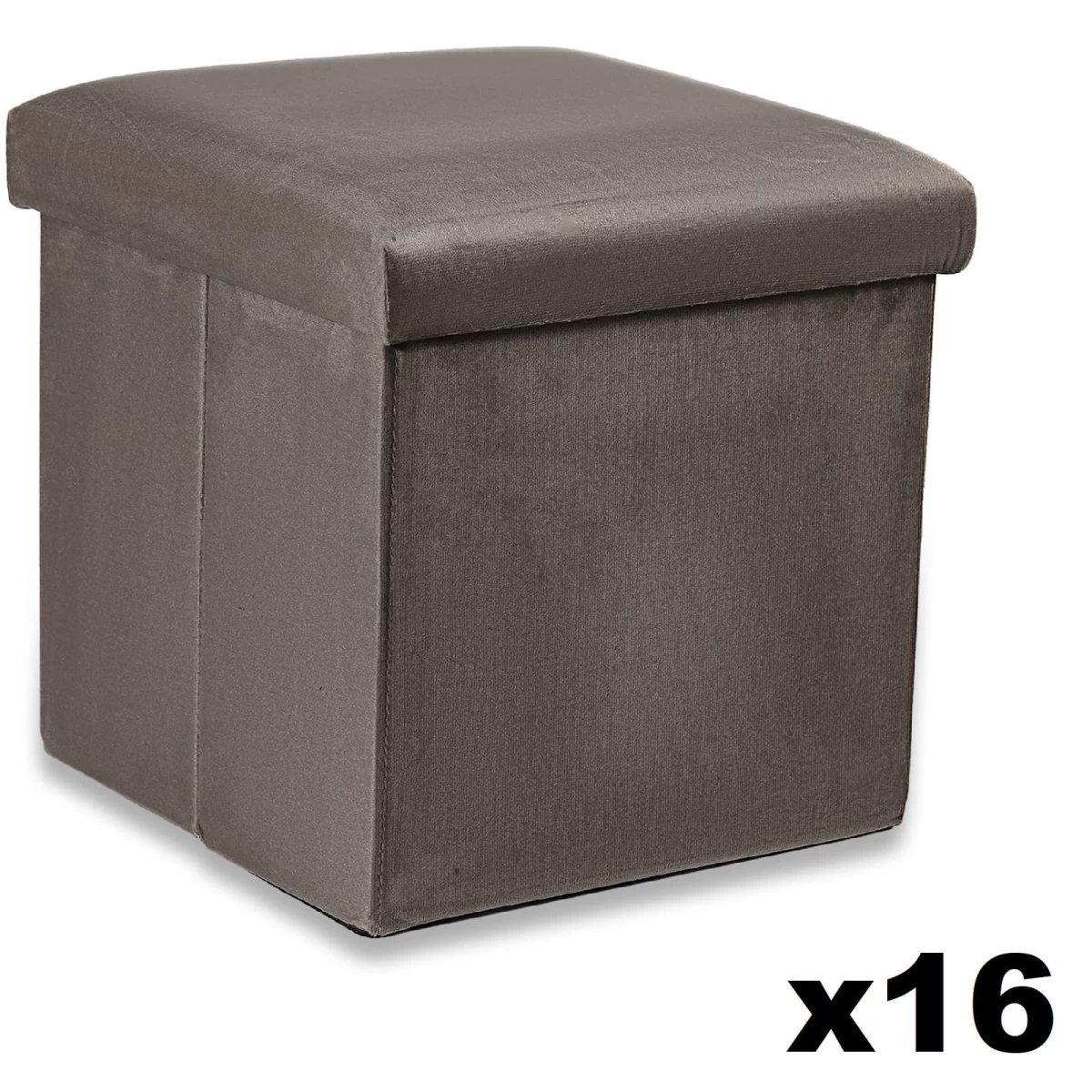 Sulankstomas Pufas M - 30x30x30cm Aksominis Rudas X 16