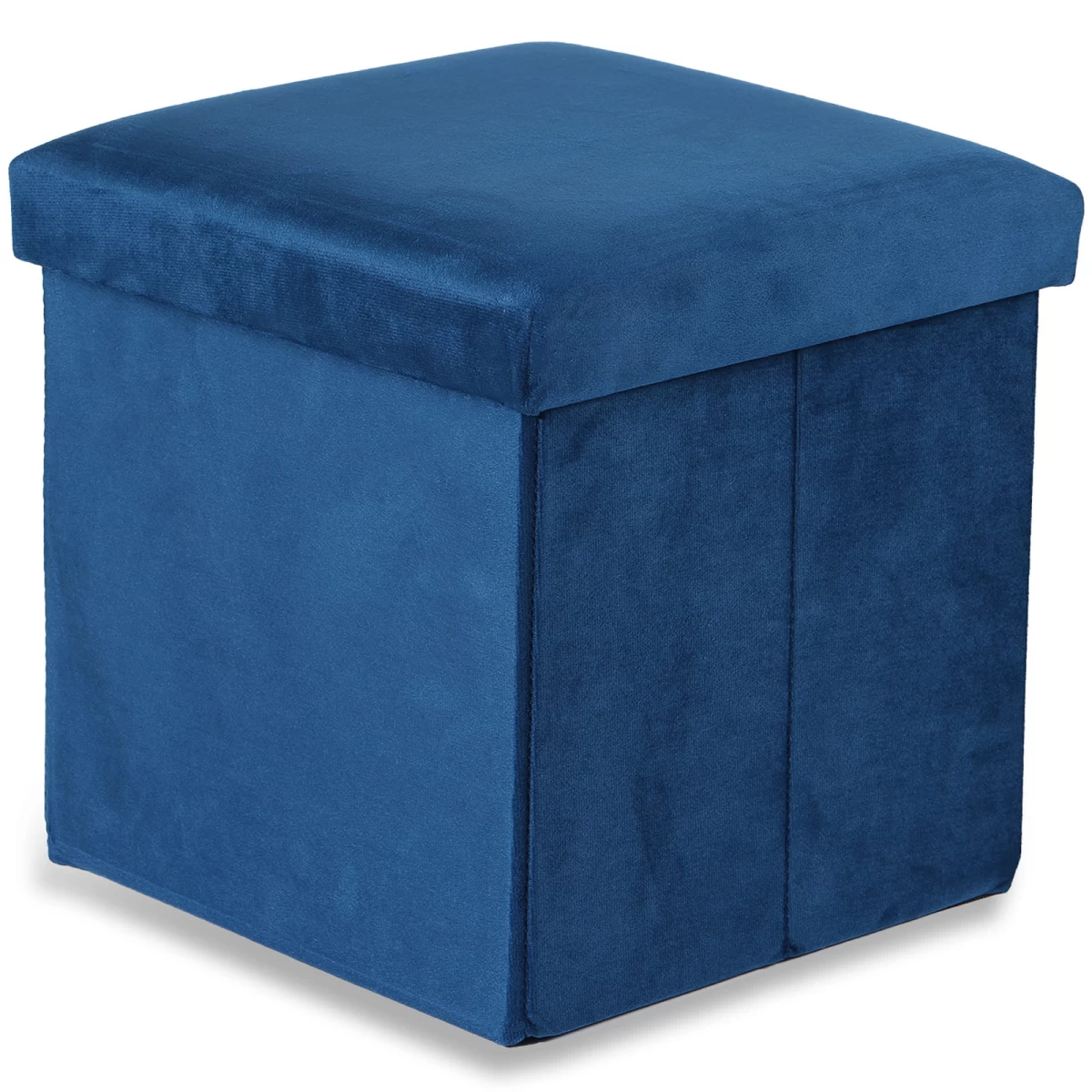 Sulankstomas Pufas M - 30x30x30cm Aksominis Tamsiai Mėlynas