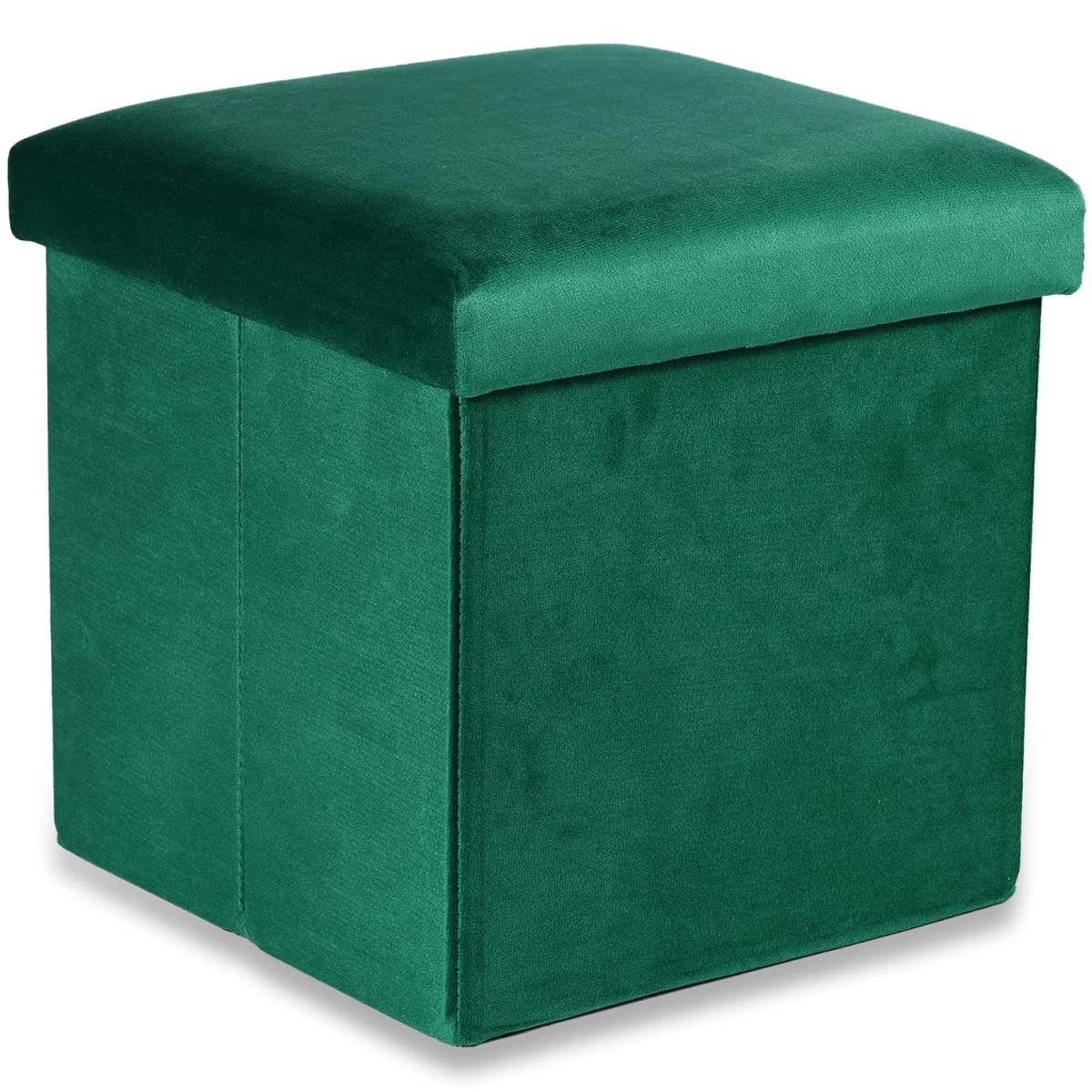 Sulankstomas Pufas M - 30x30x30cm, žalias Aksomas