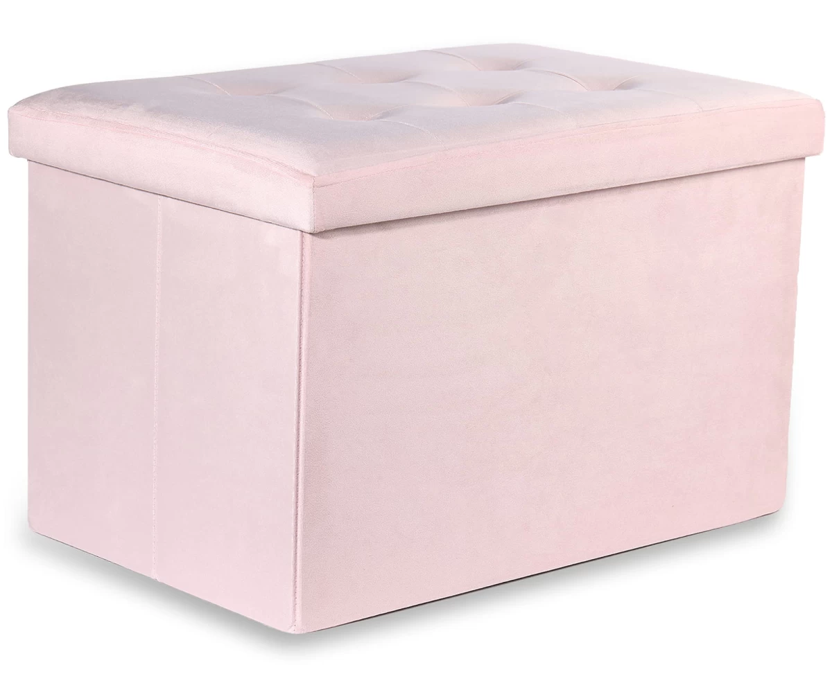 Sulankstomas Pufas Xl Su Sagomis - 60x38x38cm Aksominis Rožinis
