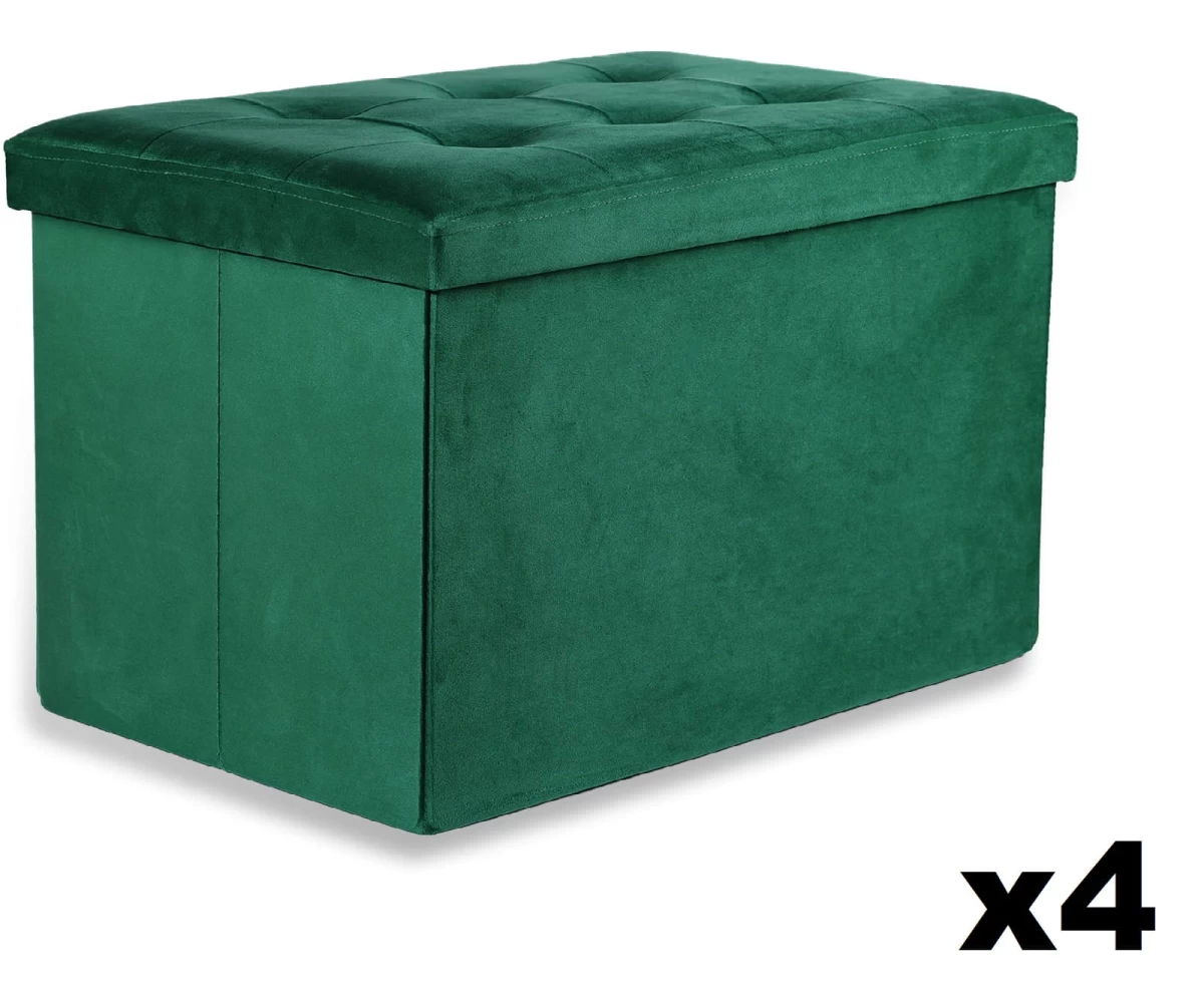 Sulankstomas Pufas Xl Su Sagomis - 60x38x38cm Aksominis žalias X 4