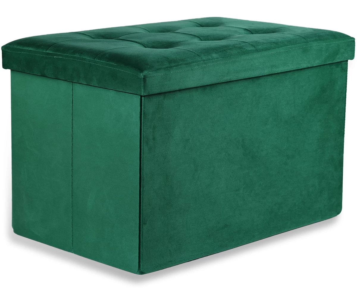 Sulankstomas Pufas Xl Su Sagomis - 60x38x38cm Aksominis žalias