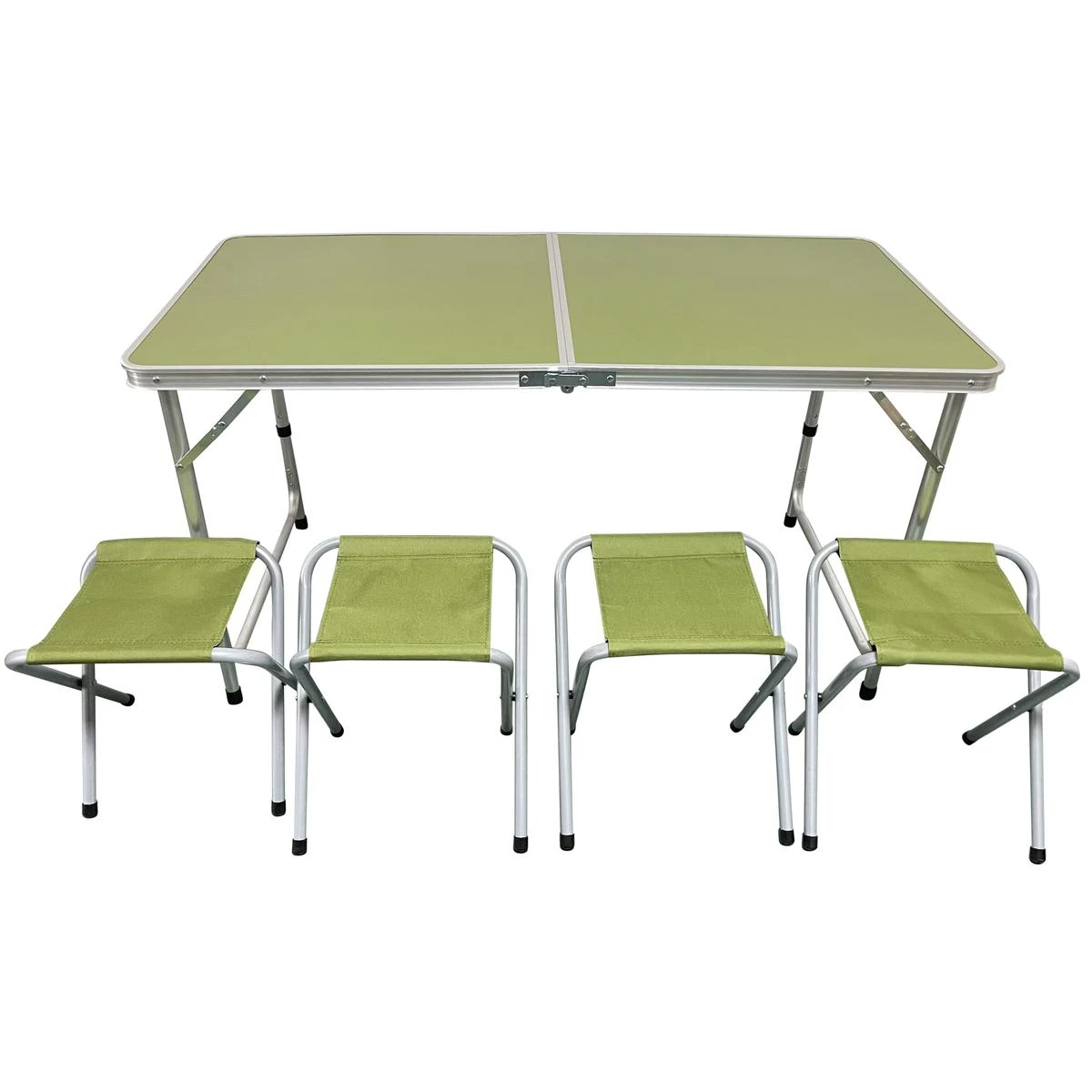 Sulankstomas Stovyklavimo Stalas 120x60x70/62/55 Cm + 4 Kėdės, žalias