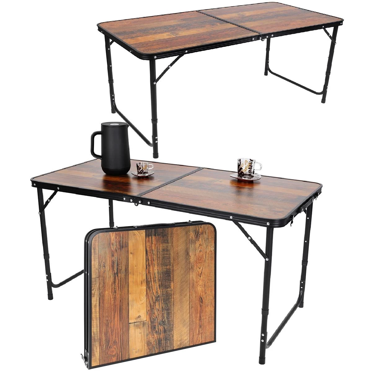 Sulankstomas Stovyklavimo Stalas 120x60x70/62/55cm Medinis