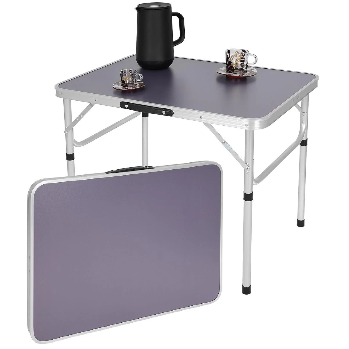 Sulankstomas Stovyklavimo Stalas 75x55x25-59cm Pilkos Spalvos