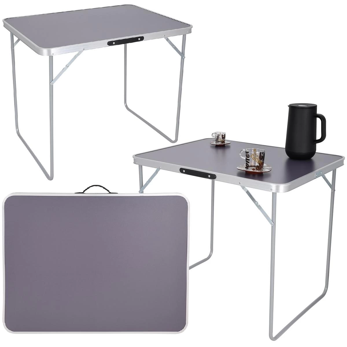 Sulankstomas Stovyklavimo Stalas 80x60x70cm Pilkos Spalvos
