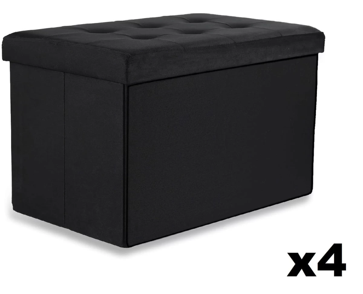 Sulankstomas Xl Otomanas Su Sagomis - 60x38x38cm Velvet Black X 4