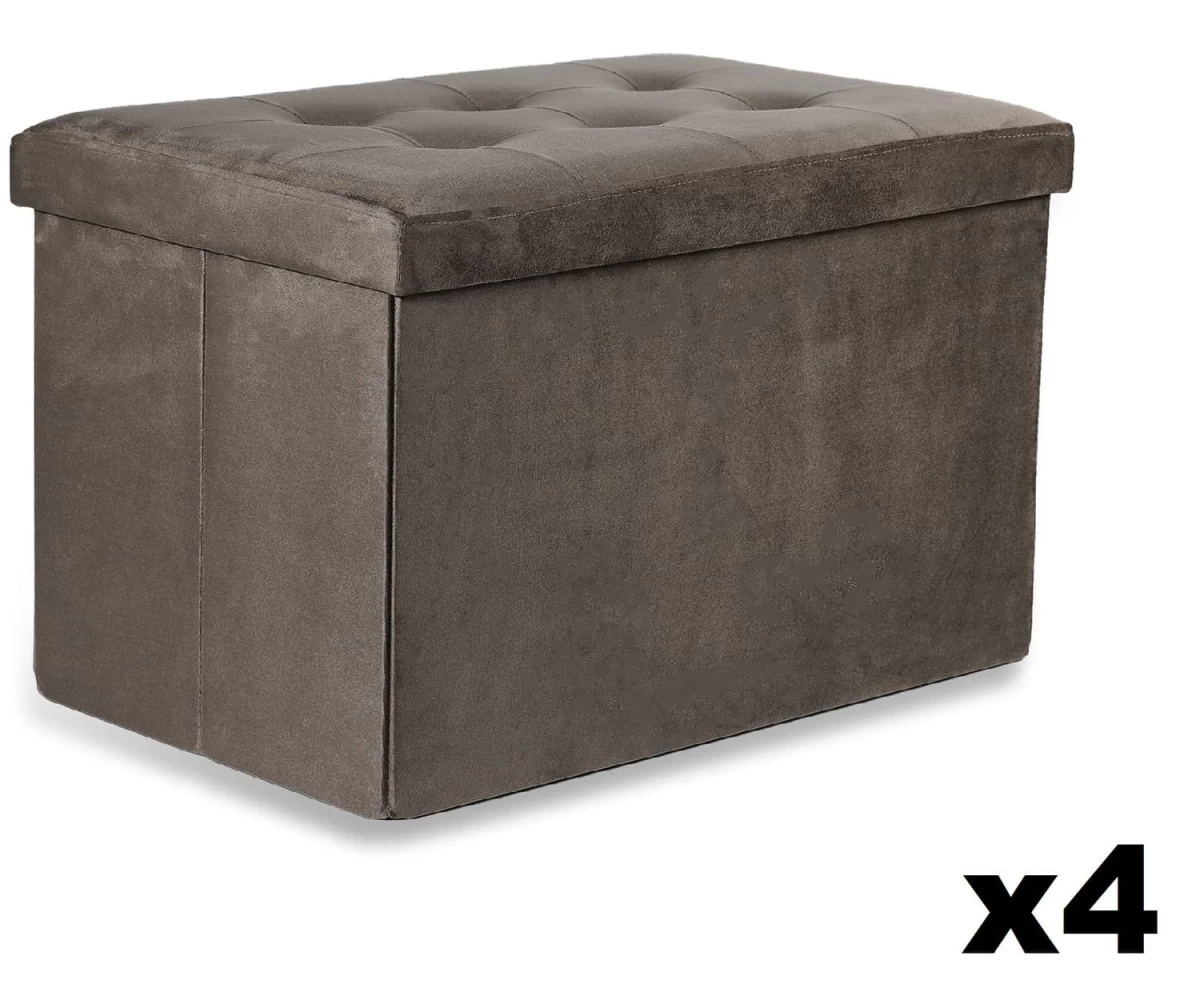 Sulankstomas Xl Pufas Su Sagomis - 60x38x38cm, Aksominis, Rudas X 4