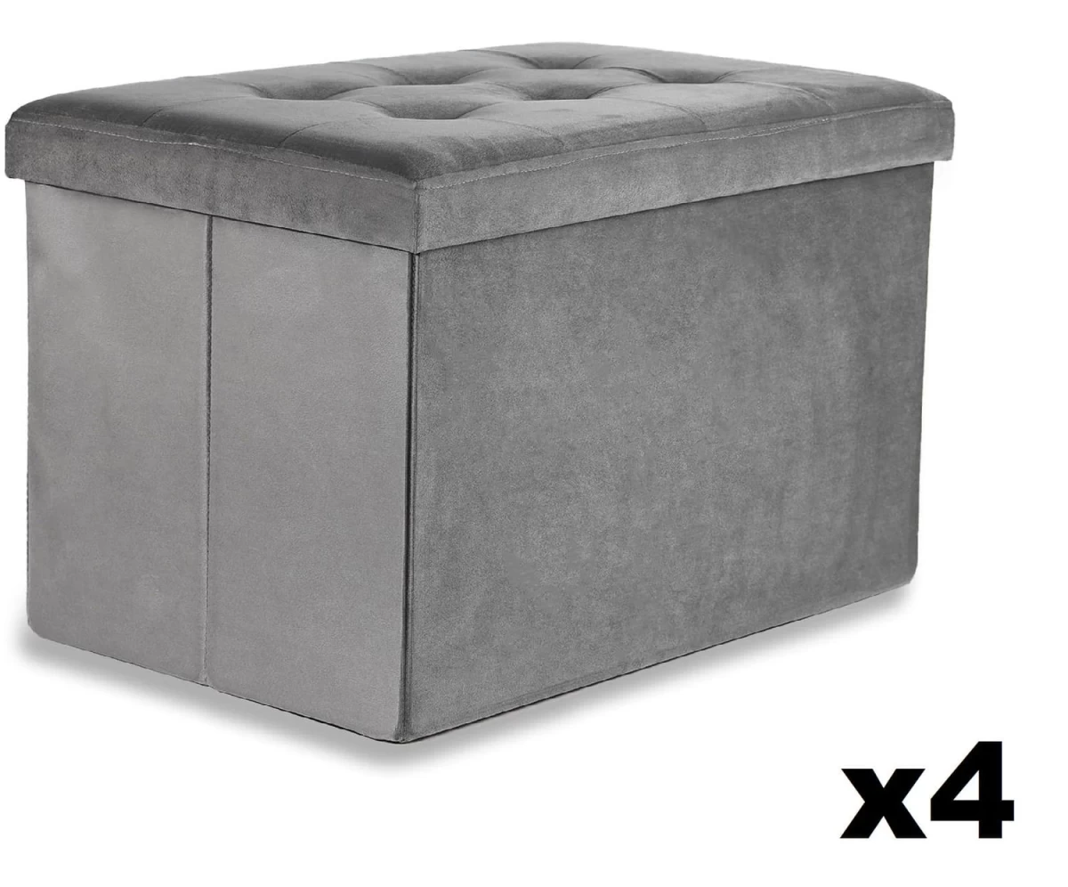 Sulankstomas Xl Pufas Su Sagomis - 60x38x38cm Velvet Grey X 4