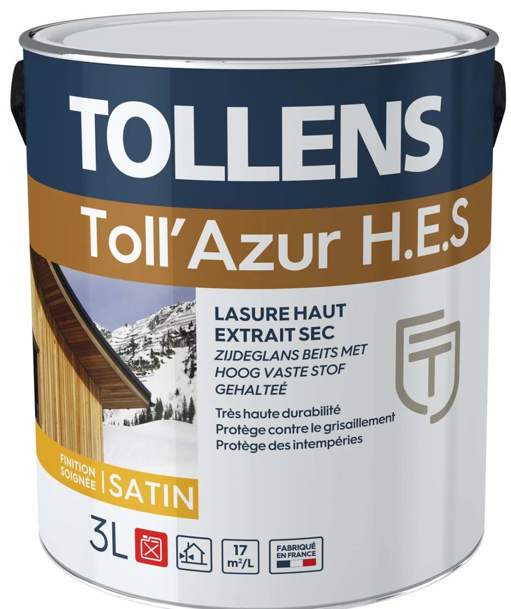 Tollens Toll Azur HES - maksimaliai ilgaamžė medienos alyva fasadui. Pusiau matinė
