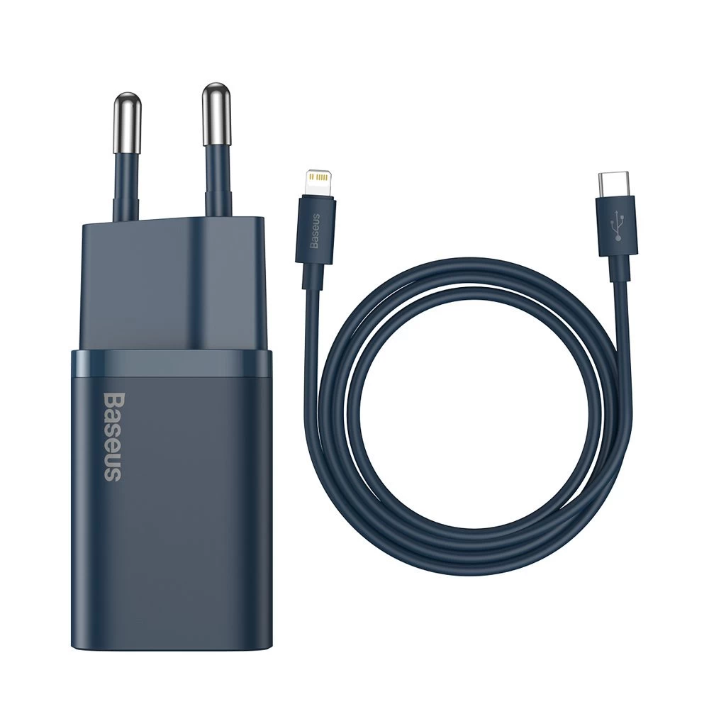 Super Si 1c Usb-c 20w Greitasis įkroviklis Pd + iphone Lightning Laidas 1 M Mėlynos Spalvos