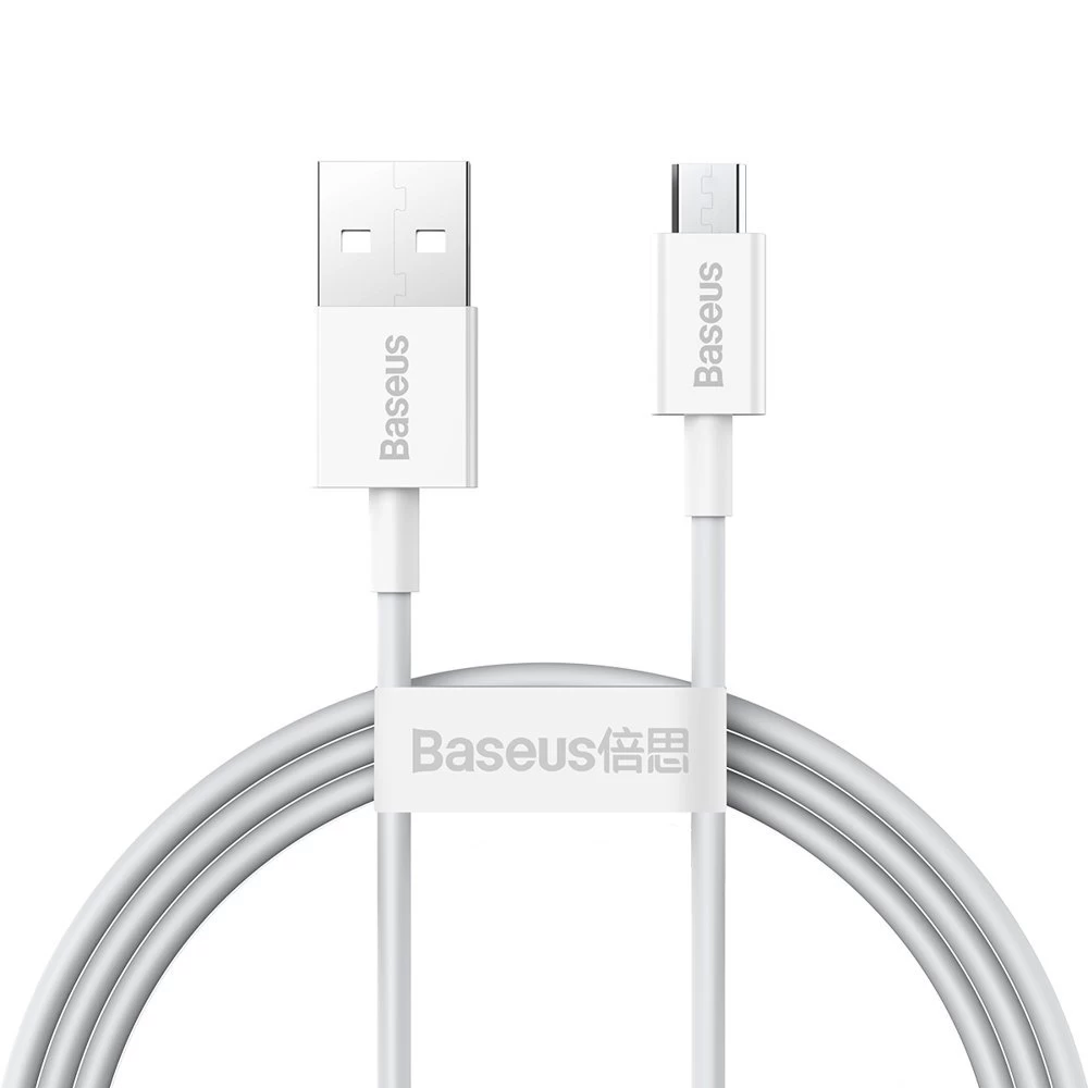 superior Usb Microusb Greitojo įkrovimo Kabelis 2a 1 M, Baltas