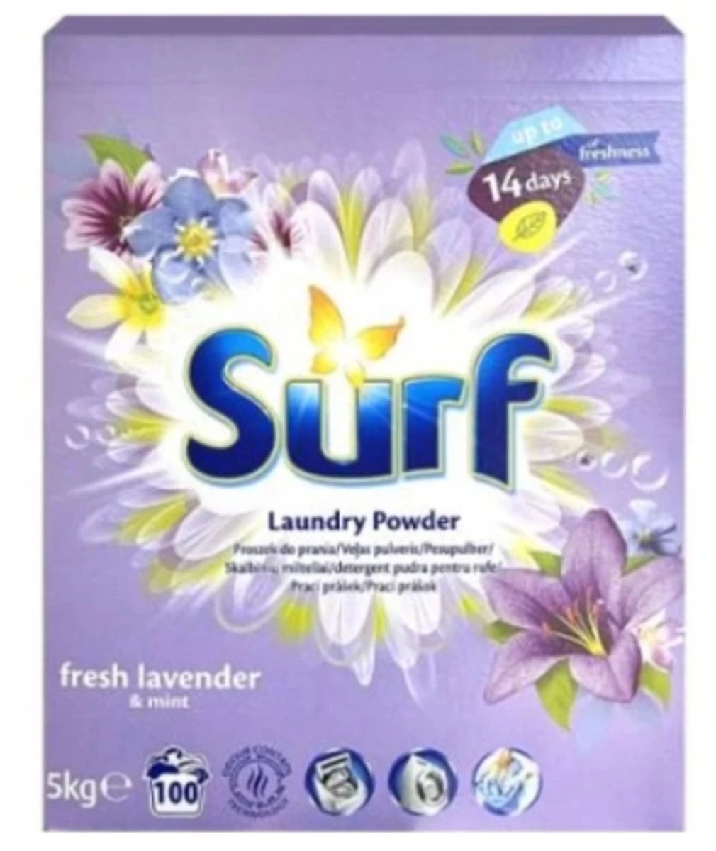 surf, Universalūs Skalbimo Milteliai fresh Lavender &amp; Mint, 5 Kg.