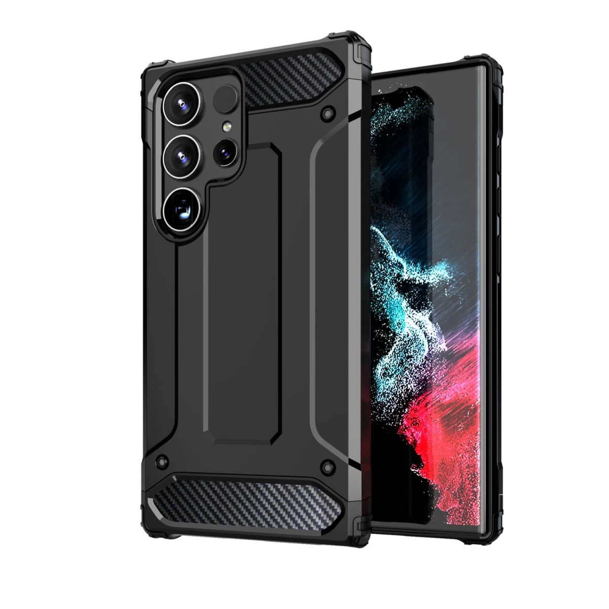 Sustiprintas Hibridinis šarvuotas Juodas Dėklas, Skirtas samsung Galaxy S24 Ultra.