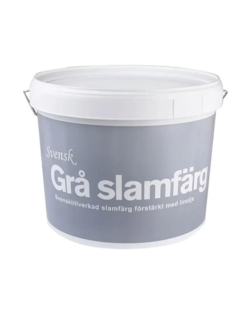 Svensk Grå Slamfärg - švediški pilki dažai mediniams fasadams, praturtinti sėmenų aliejumi - 10 L Svensk Grå Slamfärg - švediški pilki dažai mediniams fasadams, praturtinti sėmenų aliejumi - 10 L