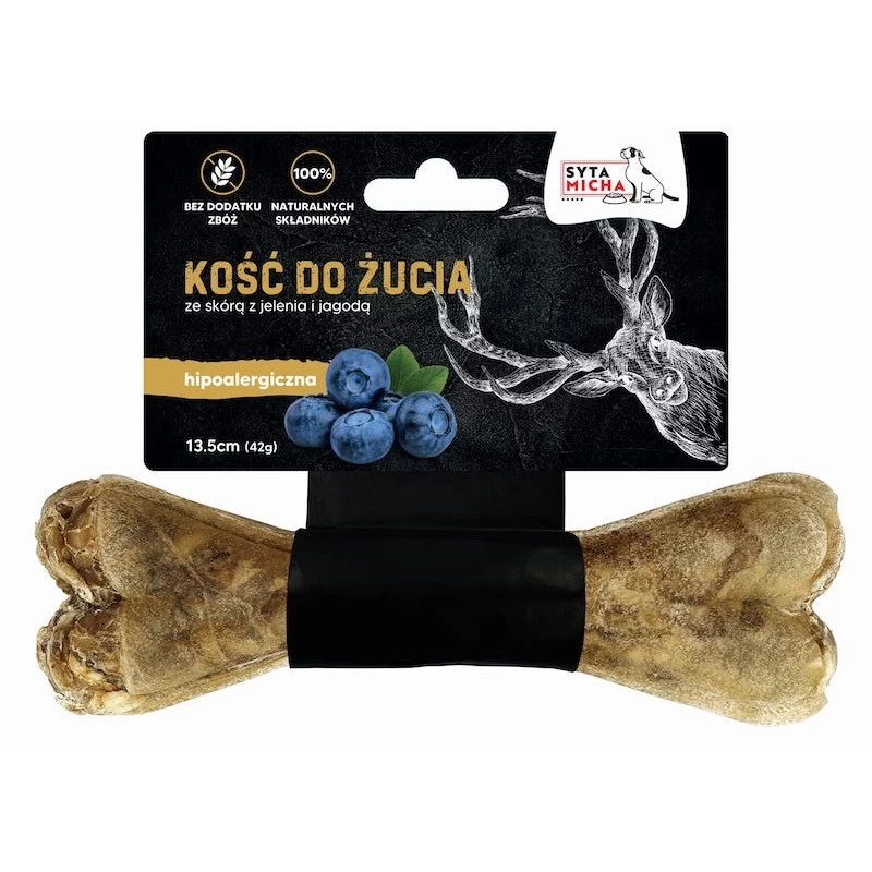 SYTA MICHA šunų skanėstas, elnio oda ir uogos, 13.5 cm