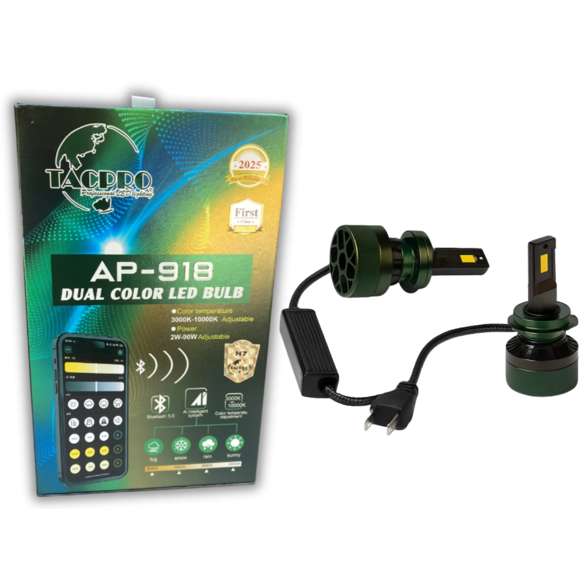 TACPRO AP-918 H7 dviejų spalvų LED lemputės