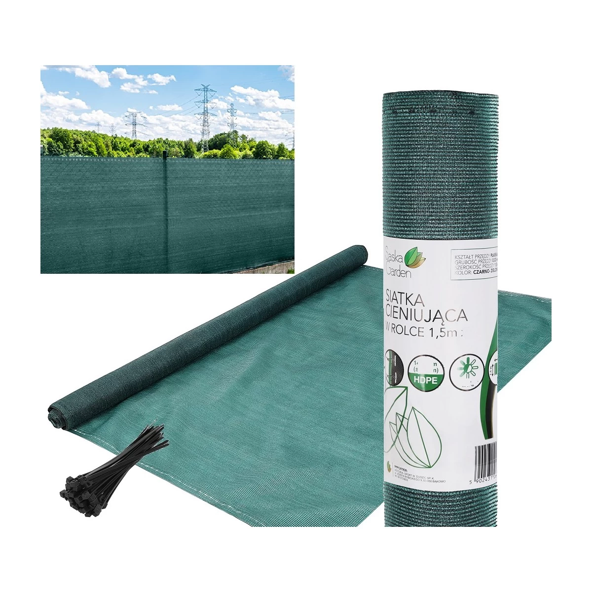 Tamsiai žalias Tinklinis Audinys 140g/m2 1,5x25 M